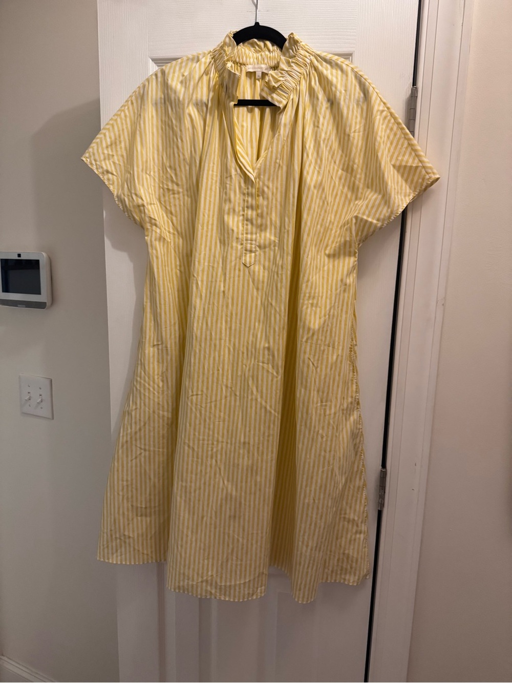 ANN MASHBURN Yellow and White Striped Midi Dress